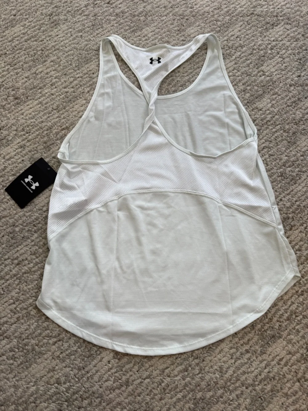 Under Armour White Racerback Tank Top Small Athleisure Gym Workout Active - Picture 6 of 10